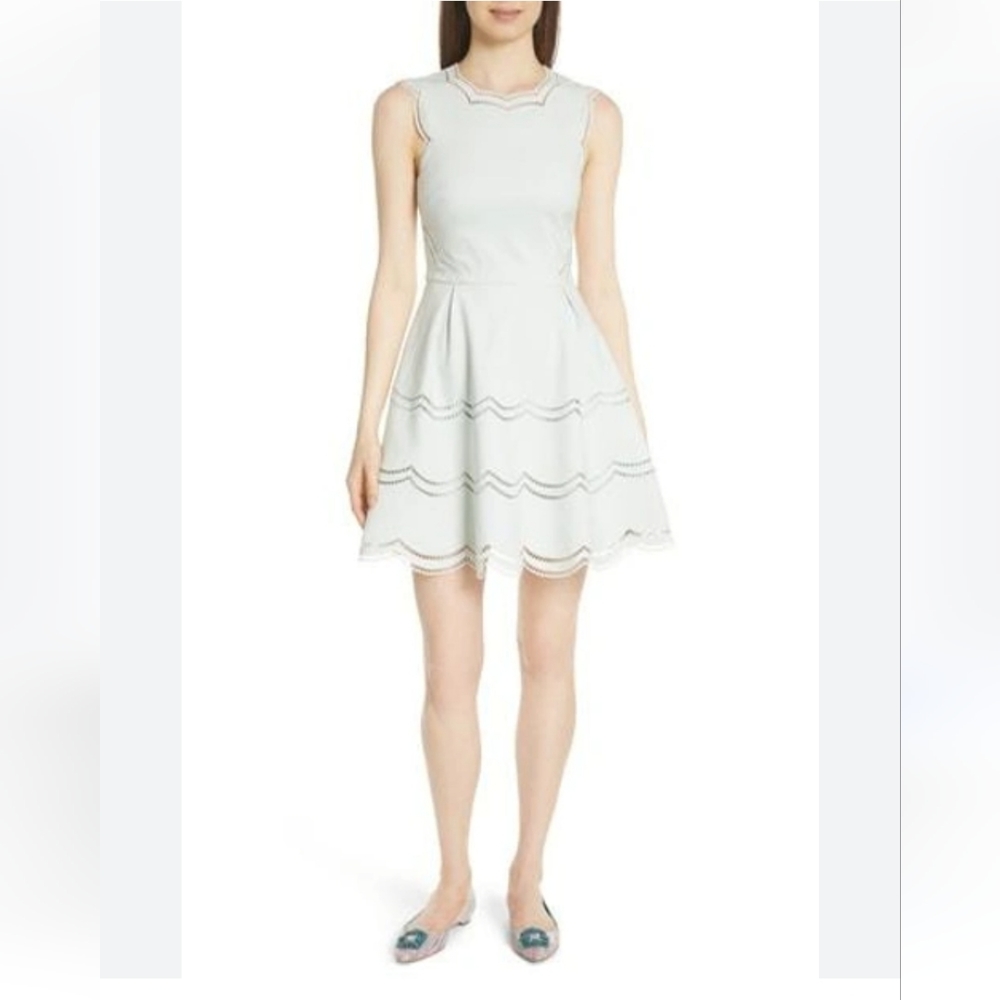 Ted Baker White Scallop-Trim A-Line Mini Dress